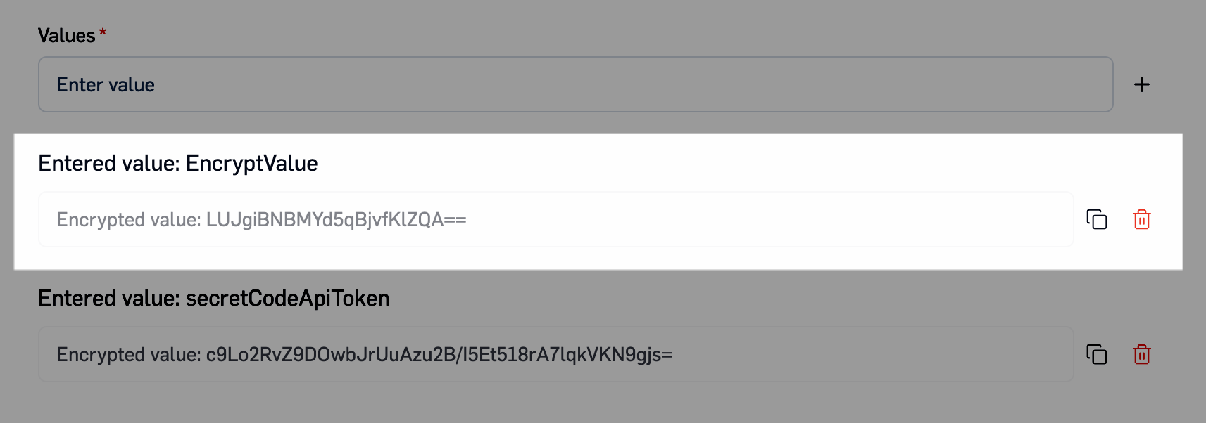 Original value and encrypted value highlighted in the Developer IDE for ...