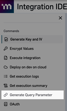 Generate Query Parameter option highlighted in the Developer IDE for ...