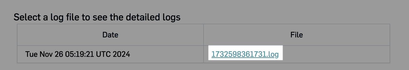 Log file highlighted in the Developer IDE for Integrations UI