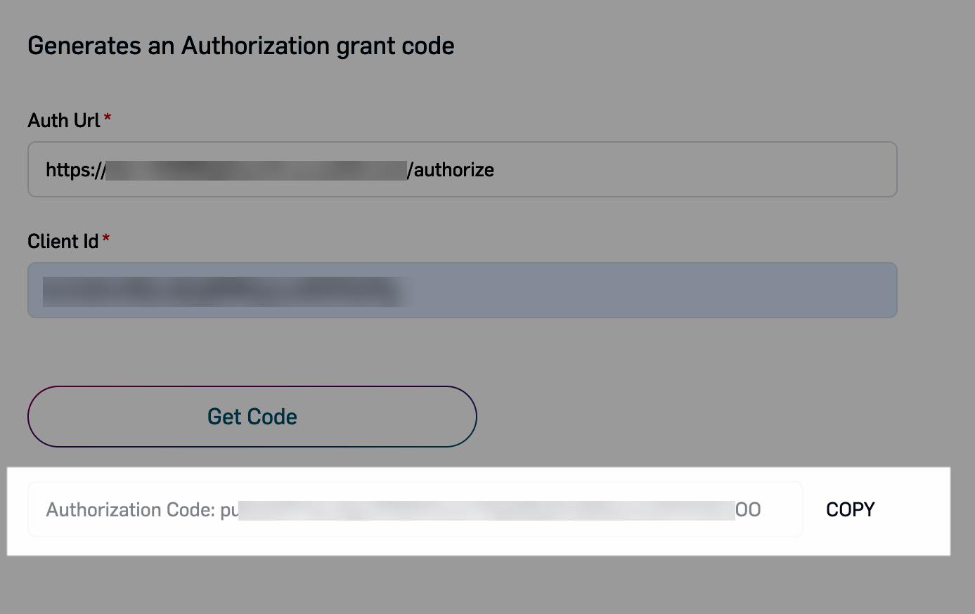 Oauth Notification Code OAuth code highlighted in the Developer IDE for Integrations UI