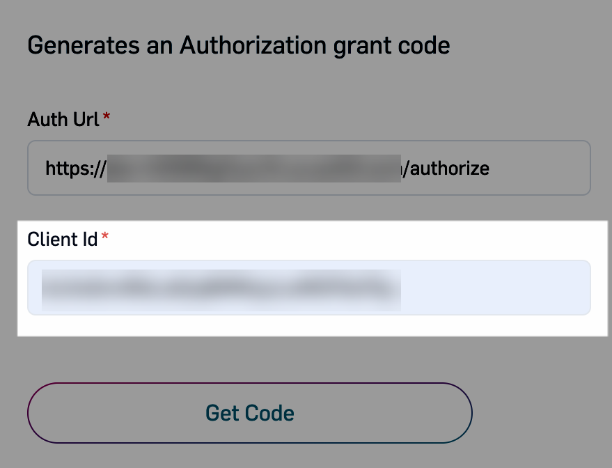 Client Id field highlighted in the Developer IDE for Integrations UI