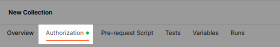 Postman authorization tab